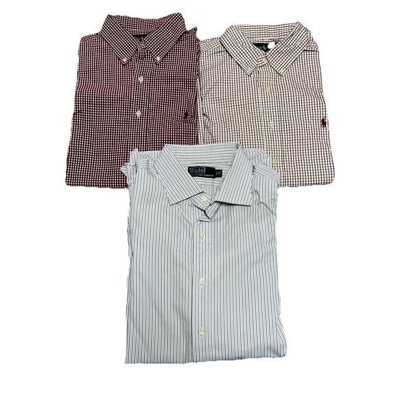 Lot Of 3 Polo Ralph Lauren Shirt Men XL & 18 Classic Fit Cotton Button Down & UP - Picture 1 of 9